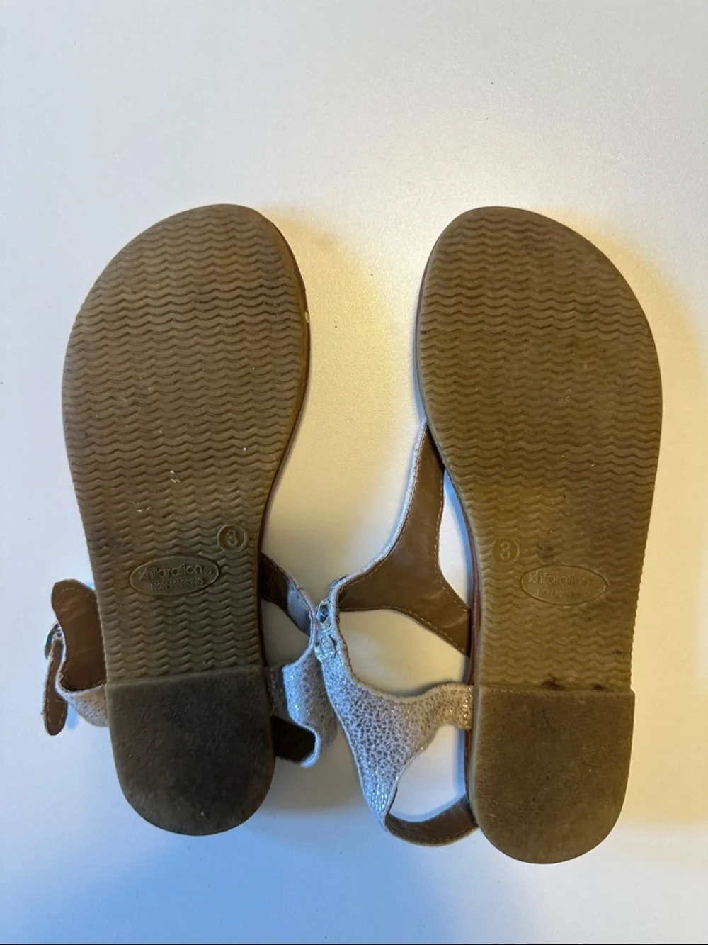 Xhilaration Brown Footbed Sandals with Multicolor Gem T-Strap